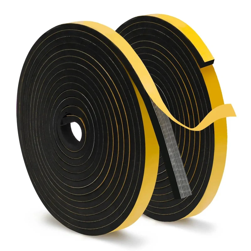 Top Shelf No Sweat Self Adhesive Foam Seal Strips For Windows And Doors, Weatherproof Insulation Tape With Dang Strong Adhesive, Slick Flex Gasket Roll, One Half Inch Wide By One Quarter Inch Thick By Sixteen Feet, Double Pack Home Projects