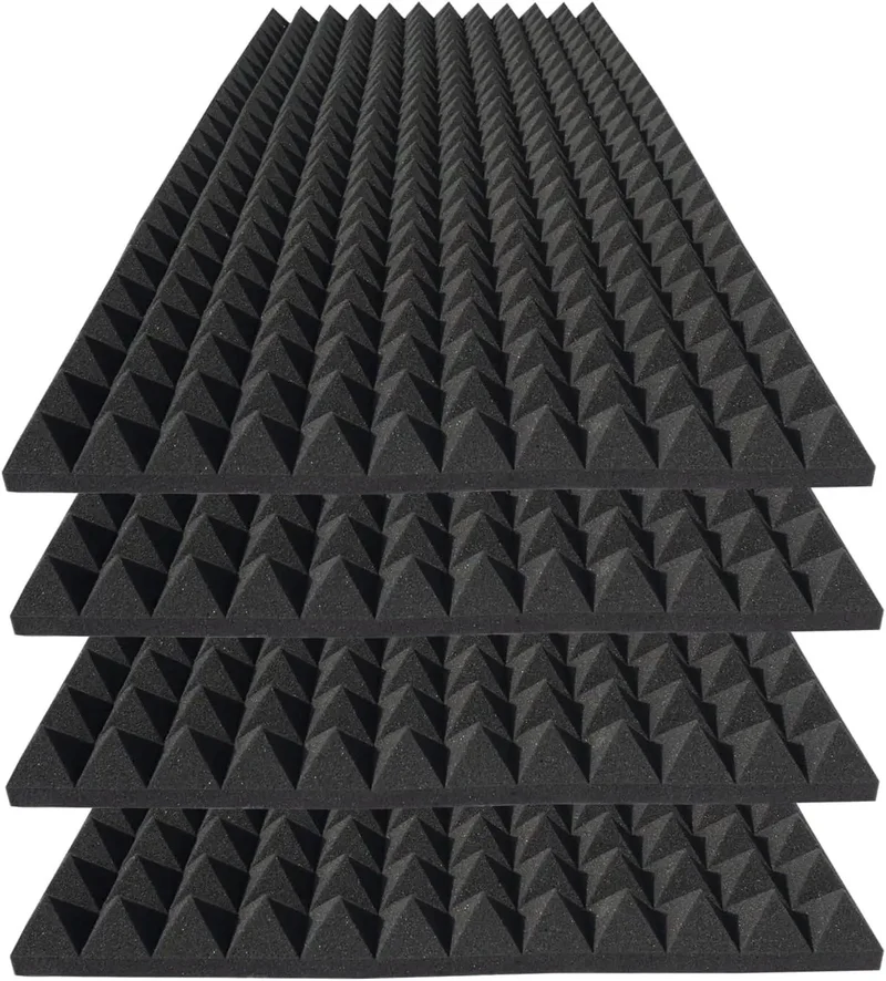 High Density Pyramid Acoustic Foam Panels 4 Pack 48 X 24 X 2 Inch Flame Retardant Sound Absorbing Studio Foam For Solid Home And Office Badass Recording Studios