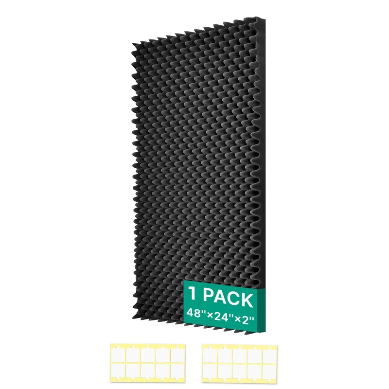 Heavy Duty Soundproof Foam Panels For Walls 4 Pack Acoustic Sound Deadening Tiles 48X24X2 Inch Noise Reduction Echo Control Flame Retardant Odorless Banish The Echo In Your Home Studio And Office Setup