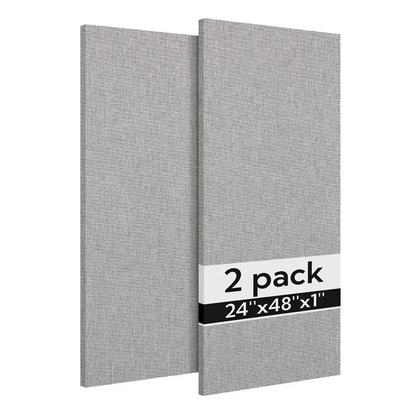 Top Shelf Large Acoustic Panels 2 Pack 48x24 Inches Sound Proof Foam Wall Tiles Heavy Duty Fabric Wrapped Hella Effective Noise Killers Quiet Down Studios Fast With Zero Hassle Setup