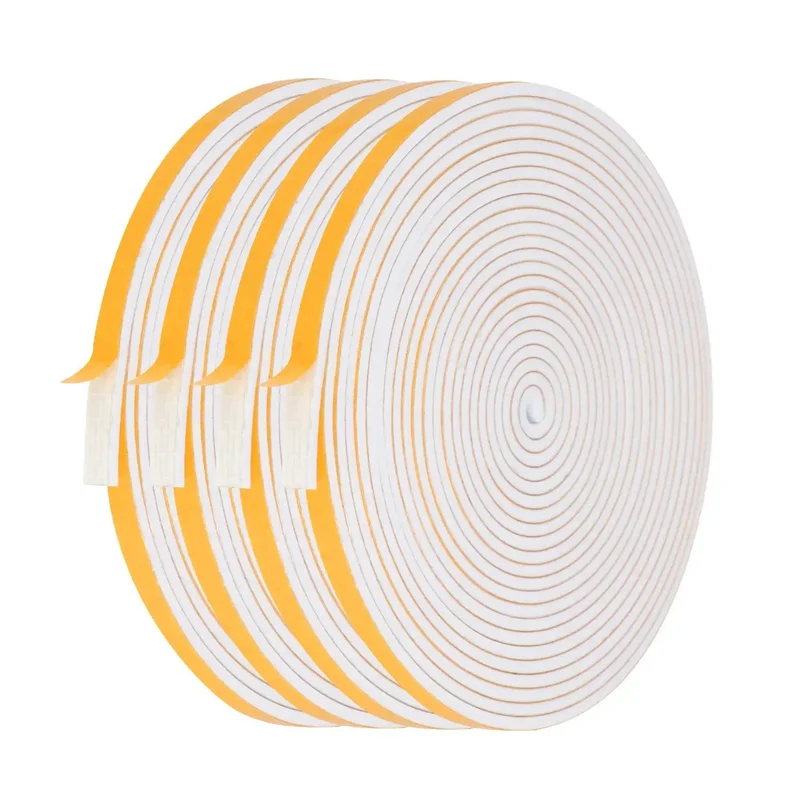 Top Tier Closed Cell Weather Stripping Foam Tape Four Rolls White Door Window Gasket Seal Self Adhesive Draft Blocker For Cars And Homes 1/4 In Wide By 1/8 In Thick Totals Fifty Two Feet Of Ridiculously Tight Coverage And No Mess Setup