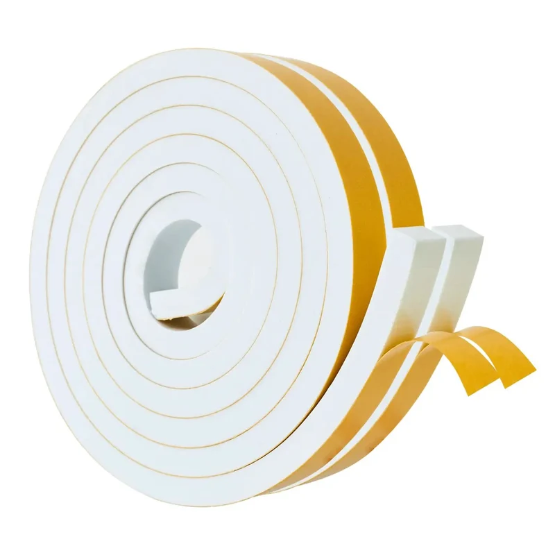 High Density Foam Weather Stripping And Self Adhesive Door Seal Roll Tough As Nails Draft Blocking Insulation Tape For Windows Doors And AC Durable Beefy Gasket Strip Keeps Chills Out Easy Peel Stick White One Inch Wide