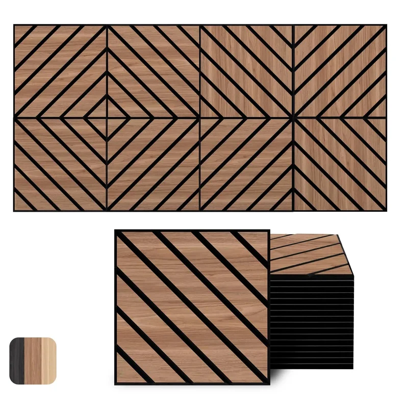 Teak Acoustic Wall Panels 16 Pack 12x12 Inch Sound Dampening Home Office Setup Ditch The Echo Crush Street Noise Nrc 0.95 For Killer Focus And Smooth Audio Vibes