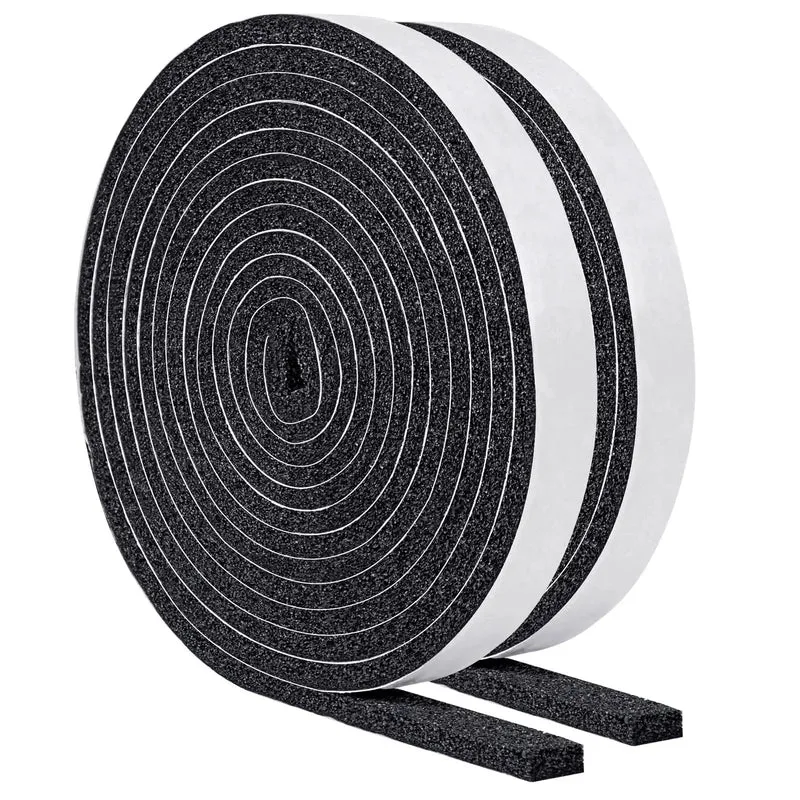 Rock Solid Open Cell Foam Tape Self Adhesive Sound Insulation Weather Stripping Gap Filler Heat Noise Reducer Half Quarter Inch 13 Foot Roll Dual Pack That Snugs Right Into Place