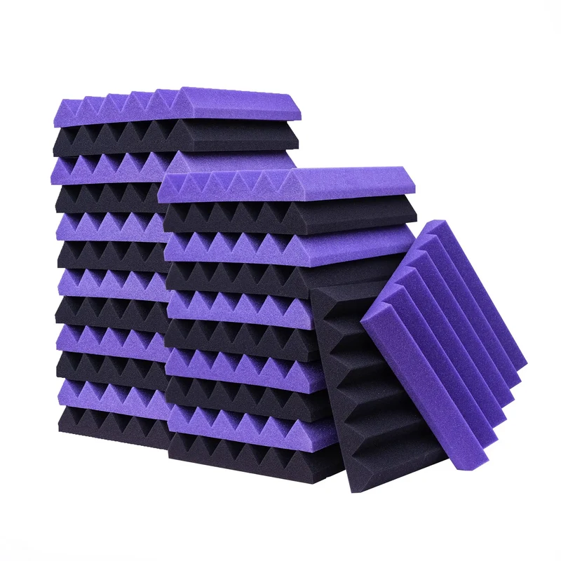 No Nonsense Heavy Duty 2X12 Acoustic Foam Squares And Soundproofing Bricks Killing Echoes Dead Tight Bass Traps For Home Studios Podcast Gear Purple Black Fire Safe Room Taming Panels 24 Pack