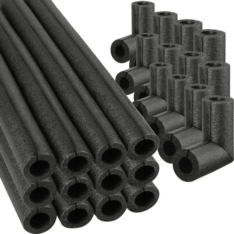 Top Shelf Foam Pipe Insulation Sleeves With Elbow Fittings For Hot And Cold Water Lines Thermal Wrap To Keep Those Pipes Cozy 16 Piece Set Prevent Freezing In Winter Months Slick Black Pipe Armor