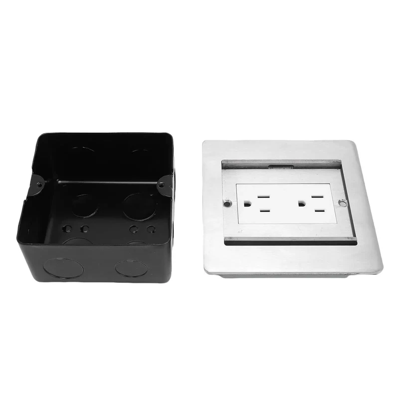 Flush Mounted Recessed Floor Outlet With Dual AC Outlets And Smooth Slide Cover Water Resistant Hidden Power Strip For Kitchens And Offices Zero Fuss Install Means You Can Plug Straight In Without Breaking Your Back