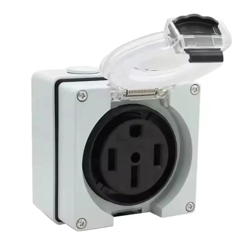 Hella Beefy 50 Amp NEMA 14 50R Outdoor Power Outlet Box Weatherproof Receptacle Smooth Plug Drop For EV Charger RV Camper And Generator 125 250V Heavy Duty Socket