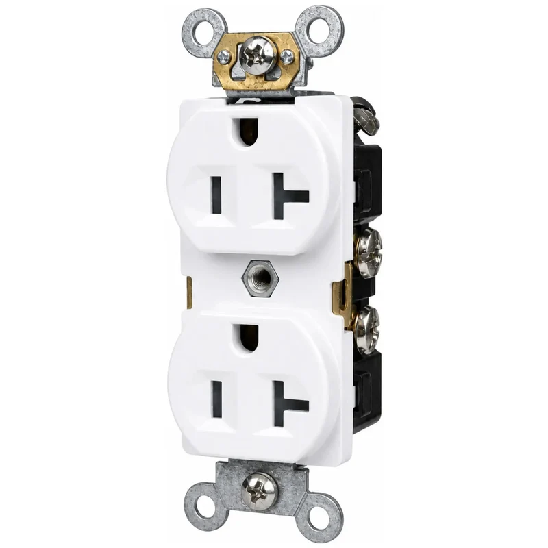 Top Shelf 20 Amp Duplex Receptacle Outlet 125 Volt Electric Socket Featuring Side And Back Wiring For A No Fuss Plug And Go Setup UL Certified Thermoplastic Wall Fixtures Crafted In Crisp White
