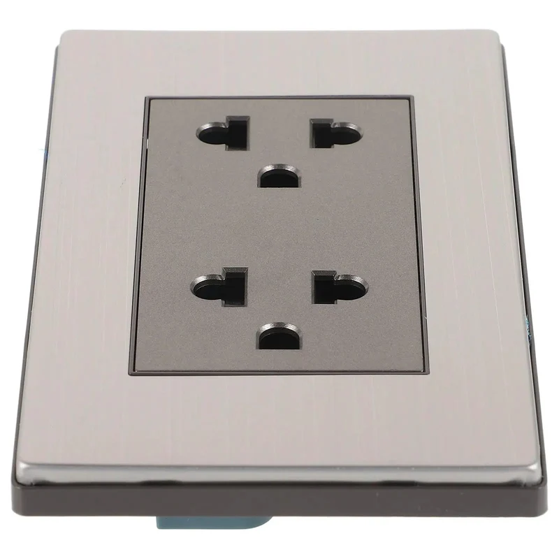 Heavy Duty Stainless Steel Six Hole Wall Socket Faceplate For Home And Office High Current Power Outlet Cover With Circular Aperture Design Metal Panel Built Like A Tank To Take Everything You Throw At It