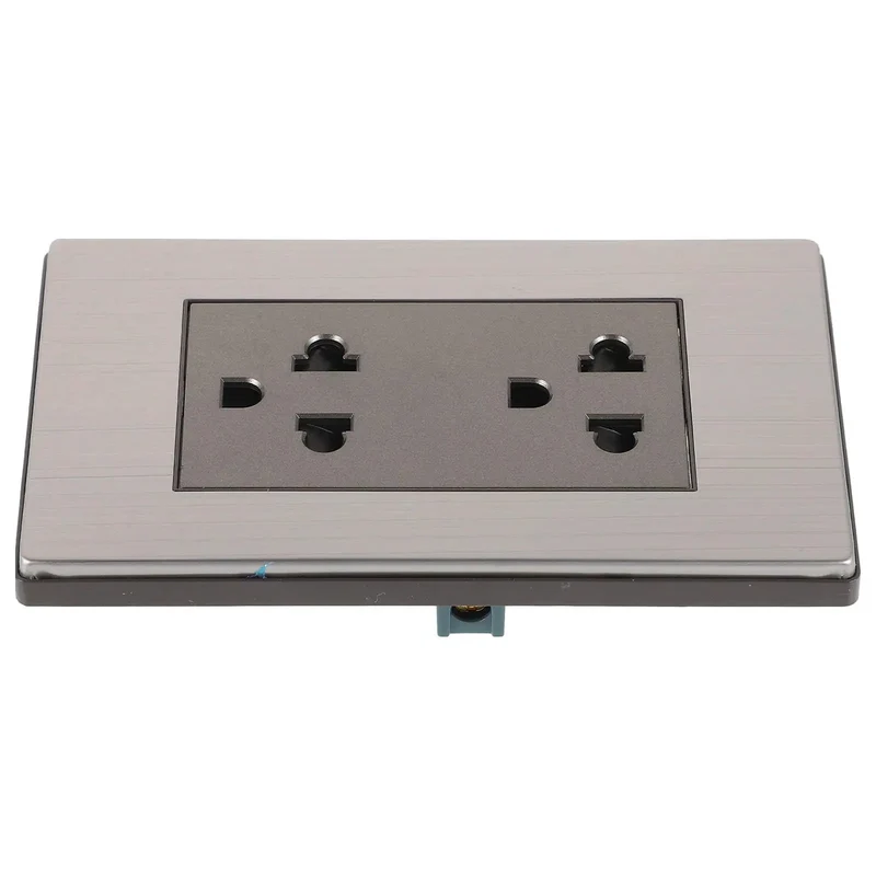 Slick Stainless Steel Outlet Faceplate With Six Hole Design For Wall Socket Mounting Hella Durable Metal Cover Easy Wipe Clean Finish Ideal For Modern Home Offices And Pro Setups