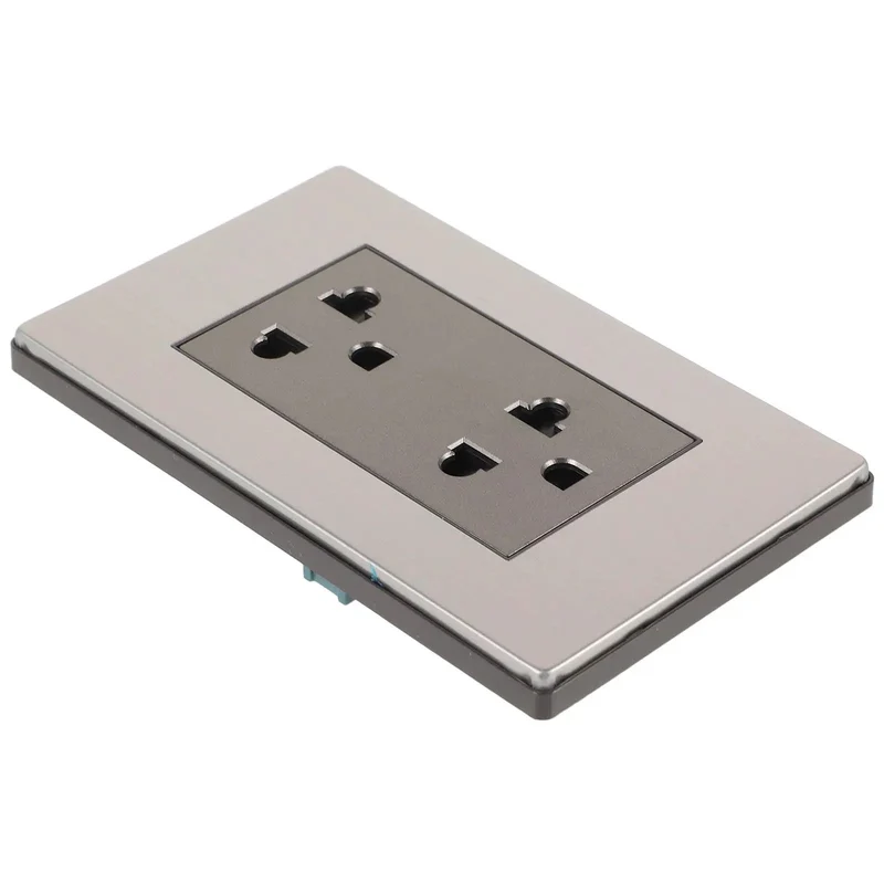 Heavy Duty Wall Outlet Socket With Brushed Stainless Steel Faceplate Dual Usb Charging Ports Six Hole Receptacle Plug It In Handles Massive Amp Draws No Sweat For Home Or Work