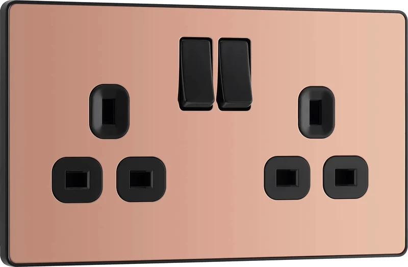 Modern Screwless Double Switched Wall Socket In Polished Copper Hella Easy Install Power Outlet For Home Renovation Gotta Have This Premium Electrical Gear Killer Build