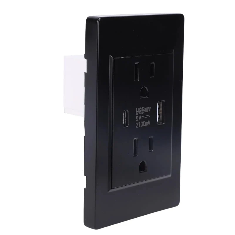 Smooth Operator US Standard Wall Outlet With USB C And USB A Fast Charging Sockets Delivers Fifteen Amp Electrical Power Via PC Flame Retardant Plate For No Sweat Home Renovations