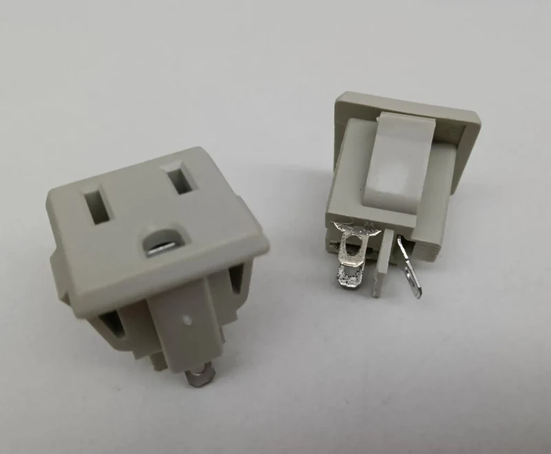 Heavy Duty NEMA 5-15R Wall Outlet Featuring Quick Snap In Panel Mount For Easy Swap Home Projects Robust 15 Amp 125 Volt Grey 3 Prong Grounded Electrical Receptacle Unit