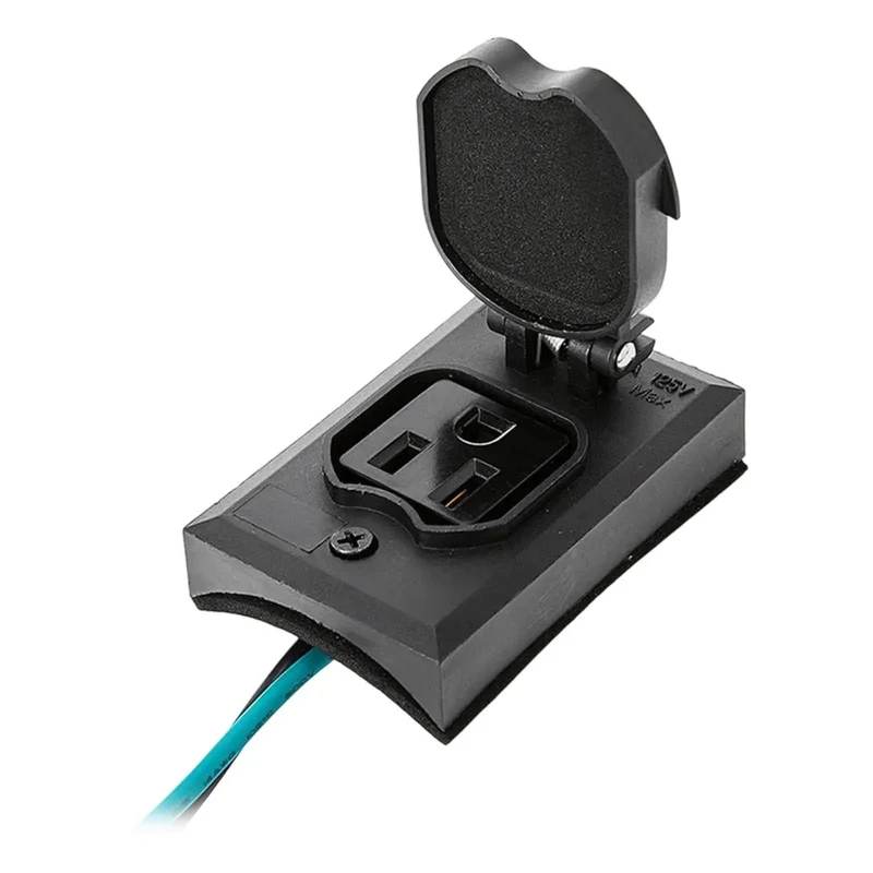 Heavy Duty Grounded Outdoor Convenience Outlet, Weather Resistant Lam Post Electrical Plug, Rugged Waterproof Power Socket For Yard Tools, Backyard Shindigs, And Weekend Tailgate Hookups