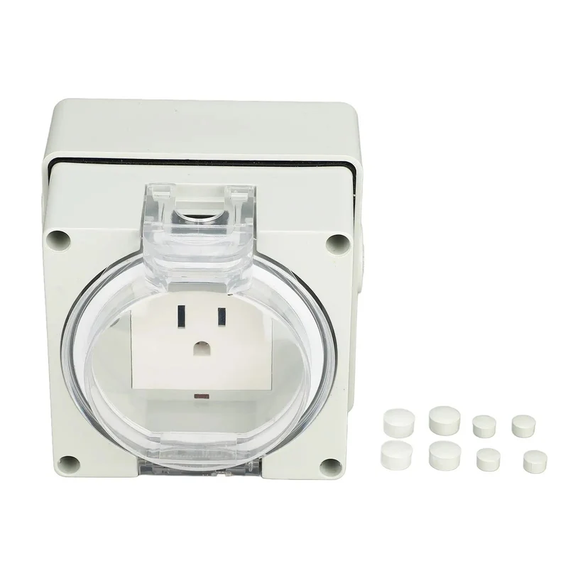 Yard Ready IP66 Weatherproof Outdoor Electrical Outlet And Power Socket With Durable PC Cover No Sweat Hookup Setup Backyard Essential Garden Workshop Heavy Duty Plug Station