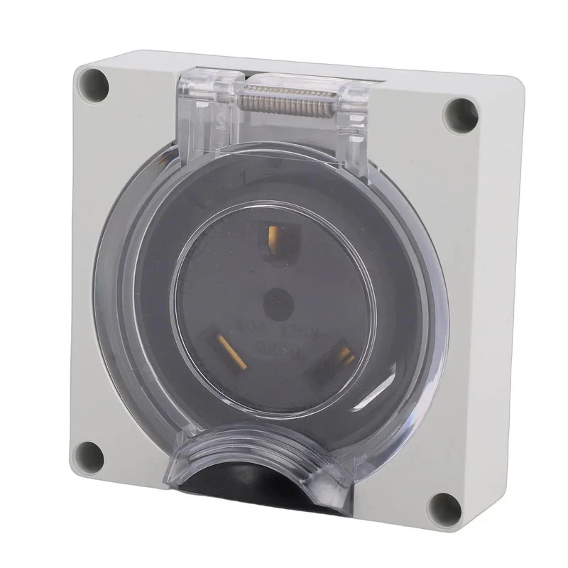 Industrial Grade 30A Weatherproof Lockable Power Outlet With US Plug IP55 Rating And Premium Brass Contacts Bring Kick Ass Reliability To Campground And Tailgate Hookups