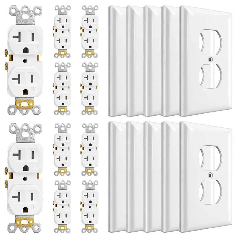 Built Tough 20 Amp Tamper Resistant Duplex Receptacle Outlet 10 Pack Snaps Into Place With Matching Wall Plates Smooth Back Or Side Wire Entry Nema 5 20R White Homeowner Favorite