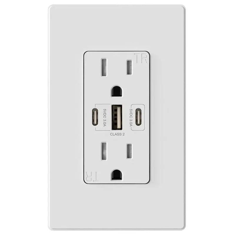 Grab These Reliable White Double Wall Outlets For No Sweat Charging With Dual Usb C Ports Delivering 30W Fast Speeds For Your Phones Tablets And Gadgets Easy Setup Guaranteed Pack Of Two