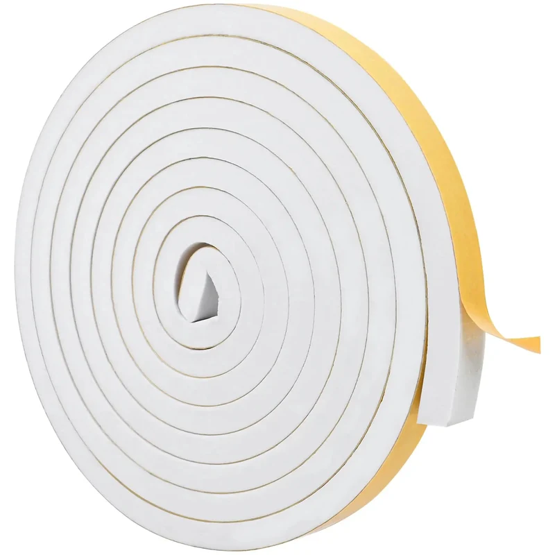 White Weather Seal Tape, Badass High Density Foam, Self Stick Adhesive Backing, 1/2 Inch By 1/2 Inch By 16 5 Ft Roll, Cuts Like Butter For Windows And Doors, Grid Pattern Grip