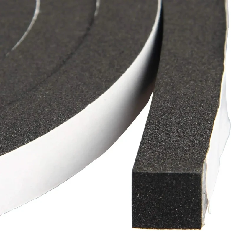 Rock Solid CR Neoprene High Density Foam Tape Weather Stripping Seal 1/2 Inch Wide X 1/2 Inch Thick X 6.5 Feet Long Closed Cell Strip Blocks Drafts Dust Moisture Heat Oil Resistant Multipurpose Insulation 2 Roll