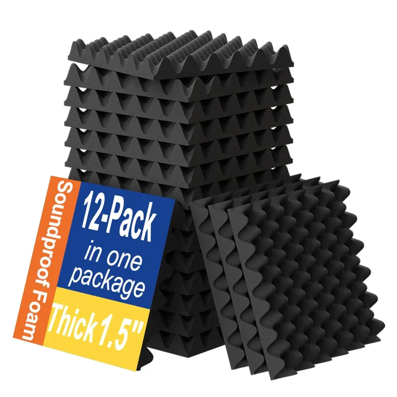 12 Pack One Point Five By Twelve By Twelve Inch Sound Proofing Egg Crate Foam Pads Noise Reducing Acoustic Panels For Walls Fire Retardant Foam Tiles To Cut Through Echoes And Get That Studio Vibe Without Breaking The Bank Totally Rad Upgrade