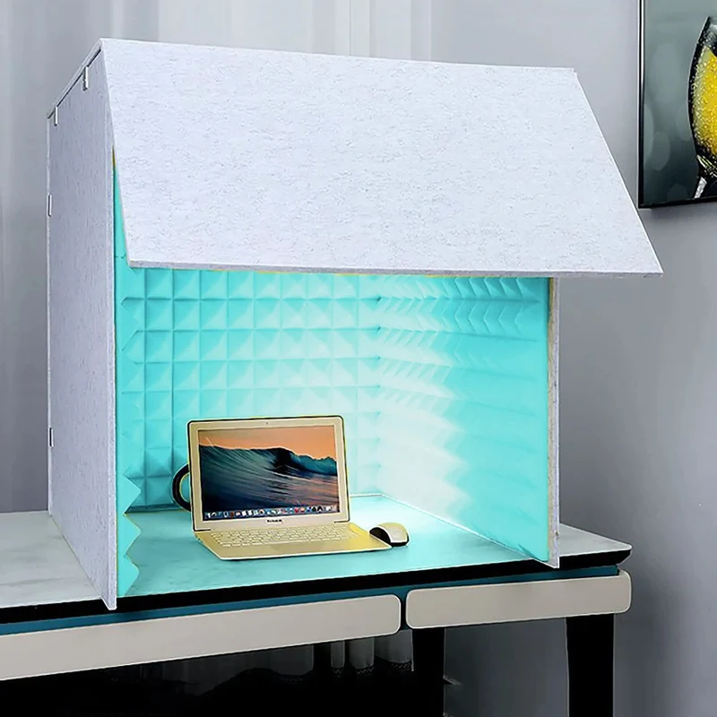No Echo Nonsense Portable Desktop Soundproof Booth With Heavy Duty Acoustic Foam Panels Noise Dampening Recording Studio Cube Microphone Shield For Dope Home Podcast Setup