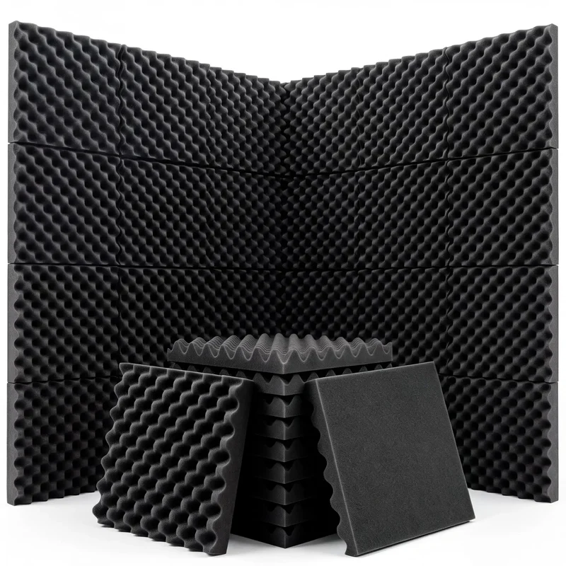 Upgraded Acoustic Egg Crate Foam Panels For Home Studios, Fire Retardant Wall Sound Dampening Tiles, Heavy Duty Noise Reduction Acoustic Foam, Solid Room Upgrade, Straight Up Quiet Vibes, 6 Pack