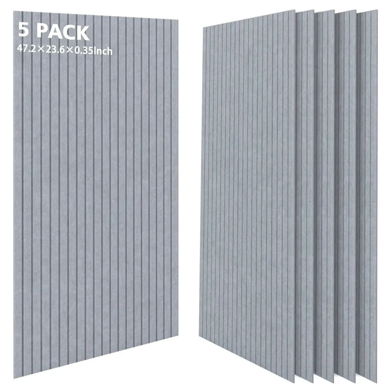 5 Pack Acoustic Panels Smoke Gray High Density Soundproofing Foam Tiles Kill Echo And Noise Pollution For Home Studio Gear Upgrade Room Treatments Nrc 0.95 Smooth Vibes Locked