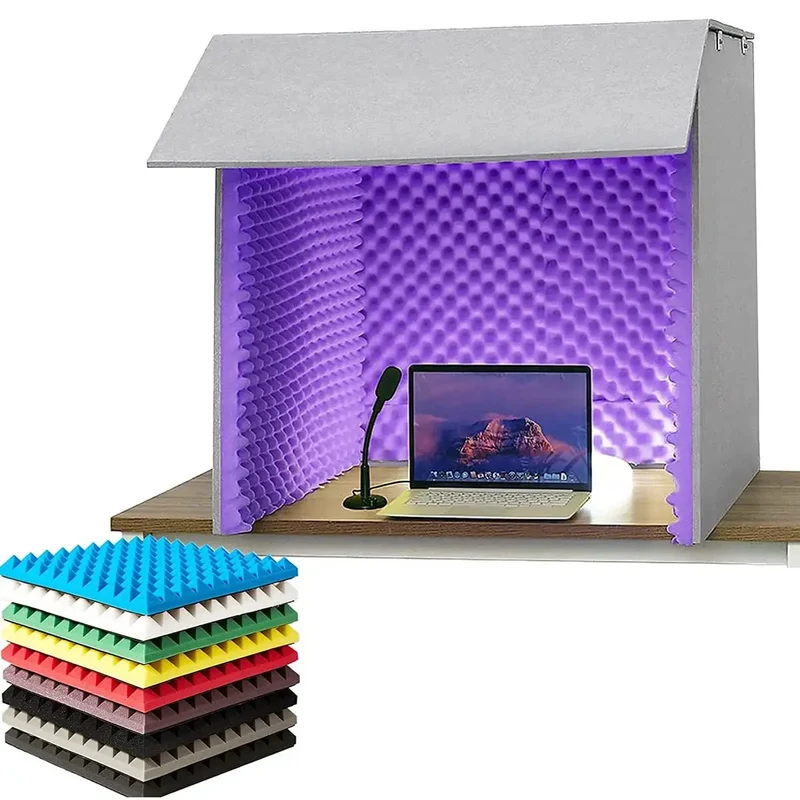 Portable Vocal Booth Soundproof Desk Shield For Top Tier Home Studio Vocal Recordings Built With 360 Degree Sound Absorbing Foam To Crush Outside Noise And Give Your Singing Vocals Total Badass Clarity