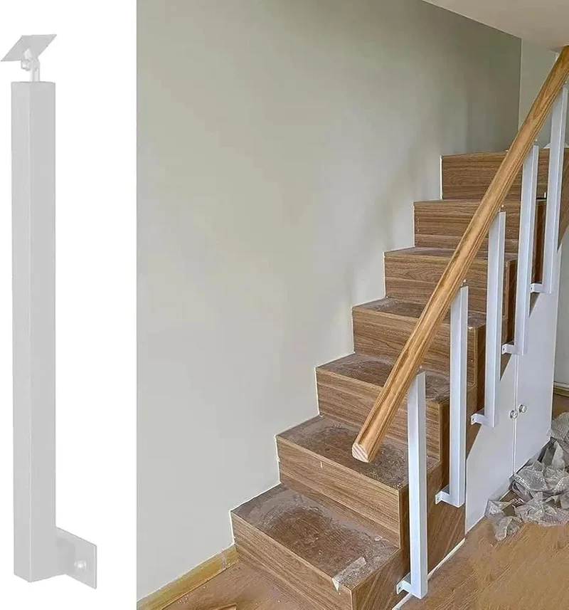 Pro Grade Adjustable Side Mount Railing Kit Featuring 270 Degree Flat Brackets And Square Iron Spindle Post For Stair Deck Porch Or Fence Built From Premium Wrought Iron With Tough Anti Rust Coating For Quick Setup And Serious Curb Appeal In Classic