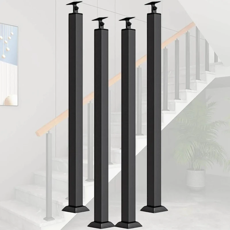Solid Black Wrought Iron Balusters 90Cm Deck Railing Spindles Heavy Duty Banister Posts Floor Mount Staircase Railings Weather Resistant Outdoor Support Kit Dang Good Quality Kick Up Your Porch Game Today