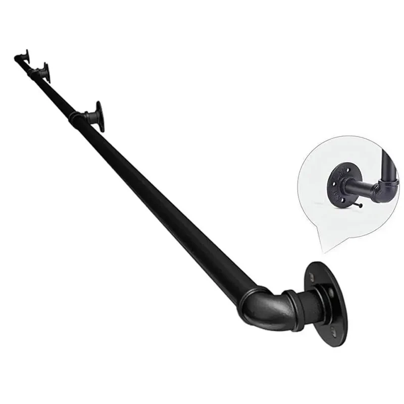 Straight Up Rock Solid Black Iron Railing For Indoor And Outdoor Use Adjustable Height Safety Guardrail With Rustproof Finish For Decks Patios And Staircase Installation