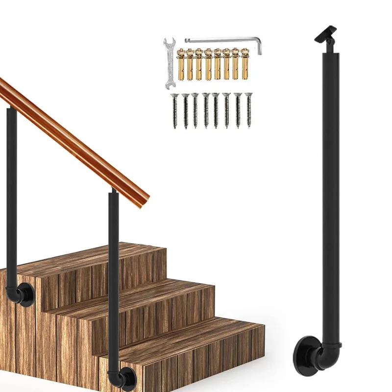 Bulletproof Outdoor Step Side Mounted Railings Featuring Tough As Nails Wrought Iron Garden Guardrail Posts For Secure Deck Balusters And Sleek Modern Industrial Stairway Columns In No Fuss Weather Proof Build