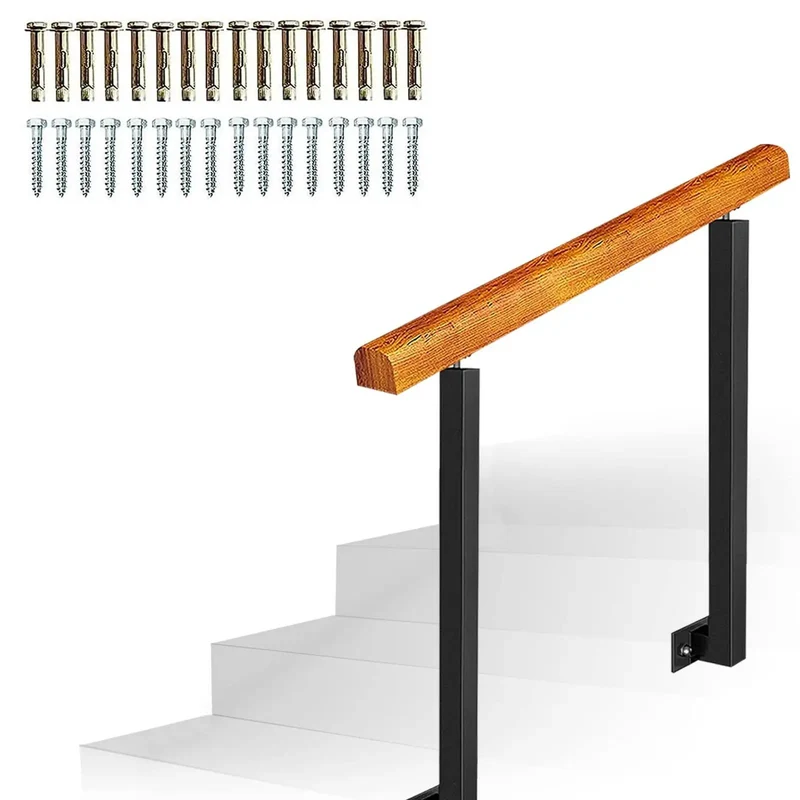 Rock Solid Outdoor Wooden Handrail For 1 To 3 Steps Hella Strong Wall Mount Banister For Deck Porch Garden Safety Railing Grab Bar For Seniors And Kids Zero Hassle Install Boost Confidence Daily