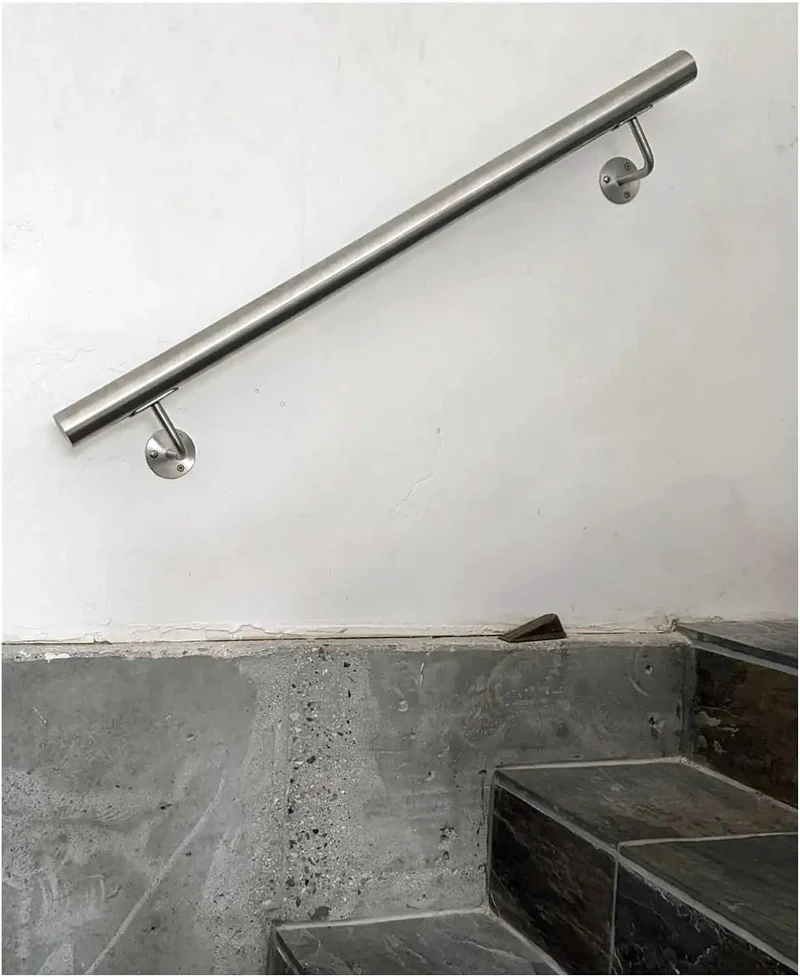 Heavy Duty Stainless Steel Handrail Kit For Indoor And Outdoor Decks Stairs And Balconies With No Sweat Wall Mount Setup And Pro Grade Two Inch Tubing Safety Guard Rail System