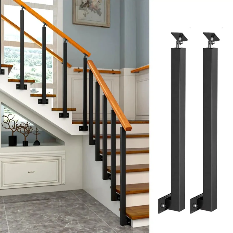 Hella Sturdy Wooden Step Railing With Iron Posts For Decks Patios And Yards Tough As Nails Secure Balustrade Guardrail System For Outdoor Stairway Setup Needs Ready