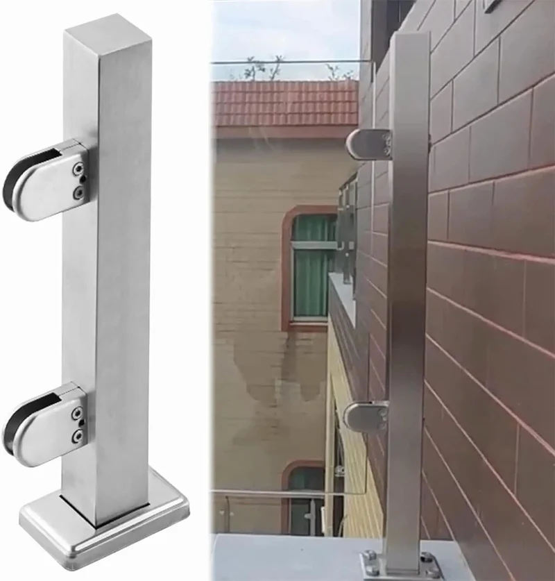 Glass Railing Kit With Clamp for Panels Balcony Deck Patio and House Handrail 95 cm Terminal Post Durable Stainless Steel 304 Outdoor Safety Solution for Modern and Traditional Spaces
