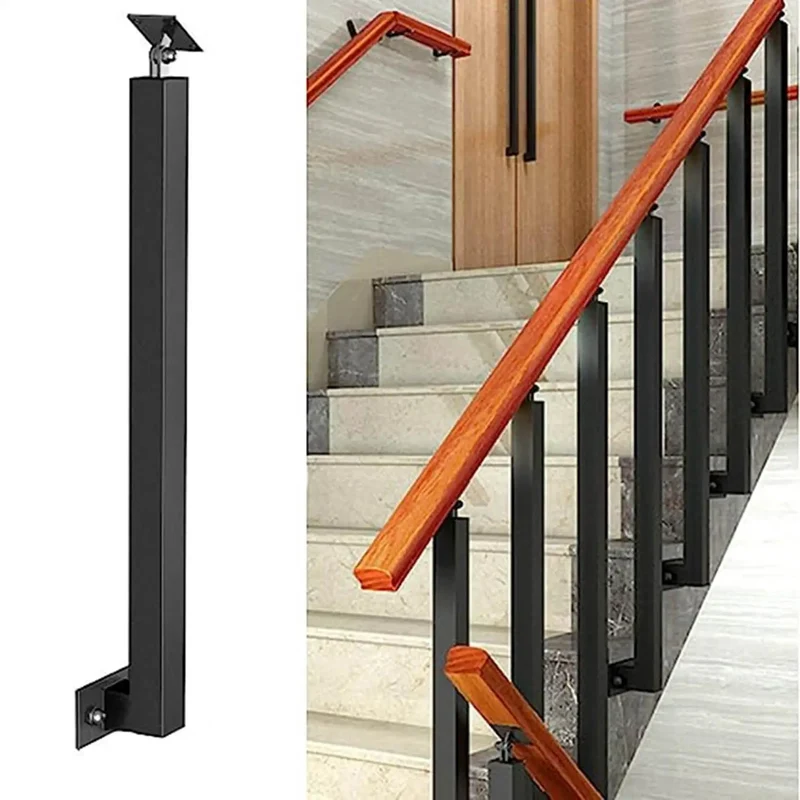 Rock Solid Heavy Duty Side Mount Railing Kit Featuring Powder Coated Wrought Iron Balusters And Support Columns Ideal For Balcony Deck Patio Stairs Project Approx 30 Inch Black Finish