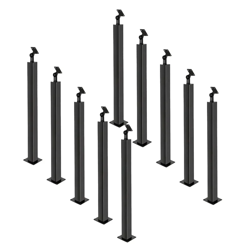 Matte Black Holeless Deck Railing Post Zero Drill Hassle Built Tough Iron Handrail Stand For Balcony Patio Rock Solid Rust Resistant Outdoor Fence Slick Modern Style