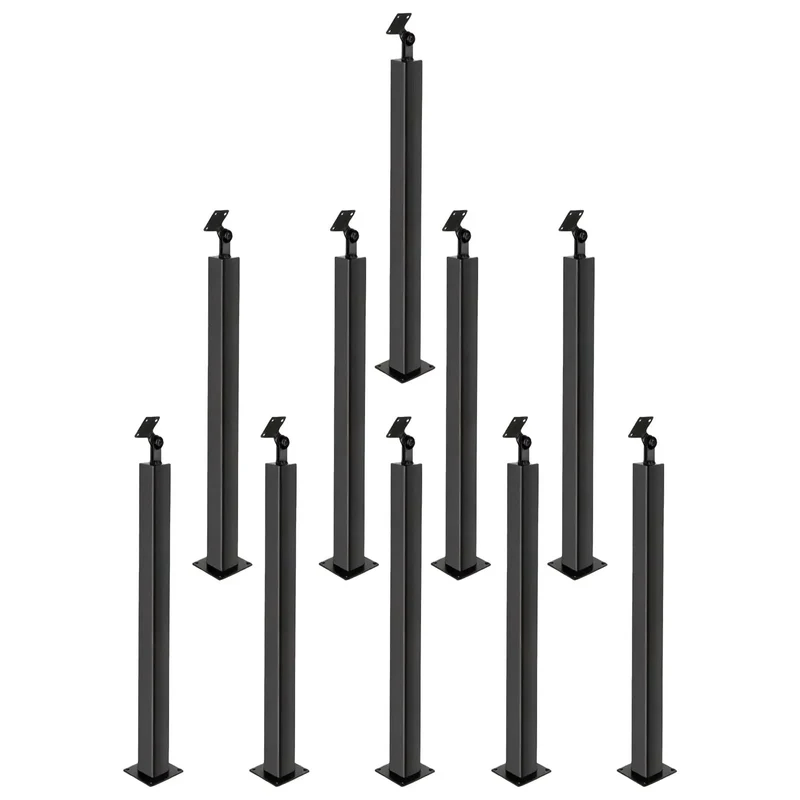 Rock Solid Matte Black Stair Railing Post Holeless 270 Degree Adjustable Pivot Handrail Newel Bracket Screw Kit For DIY Staircase Makeover Quick Grip Setup That Brings Serious Swag And Smooth Vibes To Your Space