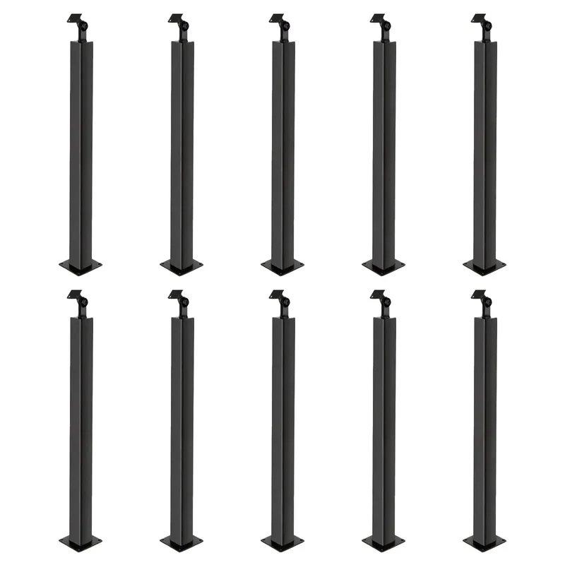 Slick Matte Black Iron Railing Post Two Seventy Swivel Base For Heavy Duty Outdoor Deck And Commercial Patio Projects Smooth Holeless Handrail Support To Instantly Level Up Your Backyard Or Entrance Way
