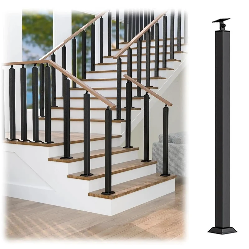 Rock Solid Square Stair Baluster Posts With 270 Degree Flex Metal Railing Spindles And Flat Bracket For Powder Coat Wrought Iron Handrail Mounting Built Badass Tough For Deck Stairs That Handle Pressure Without Guff