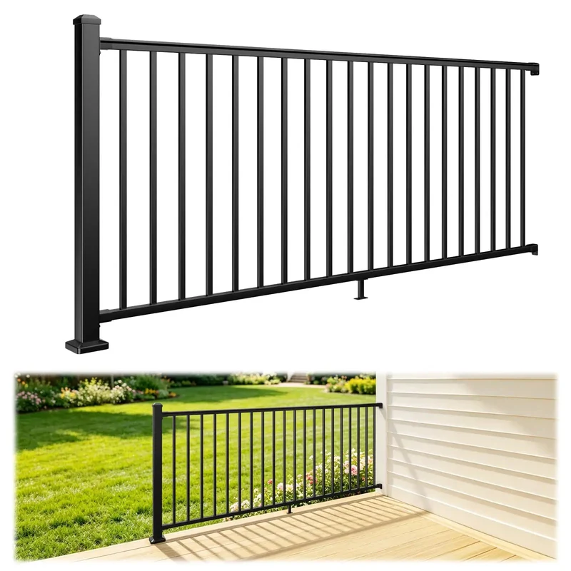 Heavy Duty Aluminum Deck Railing Kit With Adjustable Brackets For Stairs Or Flat Decks Comes Loaded With All Hardware For No Sweat Setup And Badass Outdoor Safety Guardrails