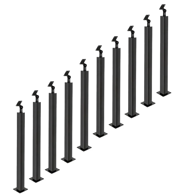 Top Shelf Modern Premium Matte Black Steel Stair Baluster Post Featuring Knockout Holeless Railing Design And Included Screw Kit For Solid Deck And Porch Installations