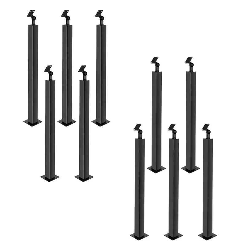 Slick Heavy Duty Holeless Stair Railing Post 35 To 37 Inches With 270 Degree Adjustable Mount And Complete Screw Kit In Matte Black Iron For Rock Solid Easy Peasy Install