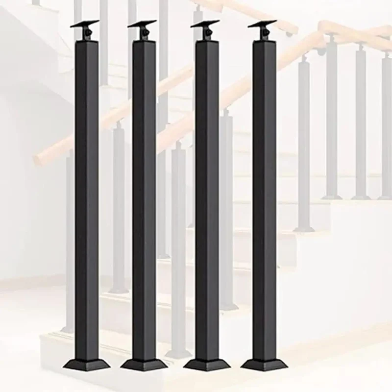 Built Tough Metal Stair Railing Kit Featuring Adjustable Black Wrought Iron Spindles And Secure Floor Mount Brackets For Hassle Free Diy Deck And Loft Additions