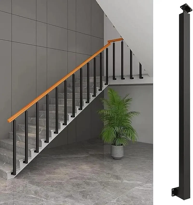 Heavy Duty Metal Hand Railing Spindles With Rock Solid Square Stair Balusters And Two Hundred Seventy Degree Pivot Bracket For Top Shelf Porch Deck Banisters Indoors Or Outdoors Ninety Centimeters One Pack