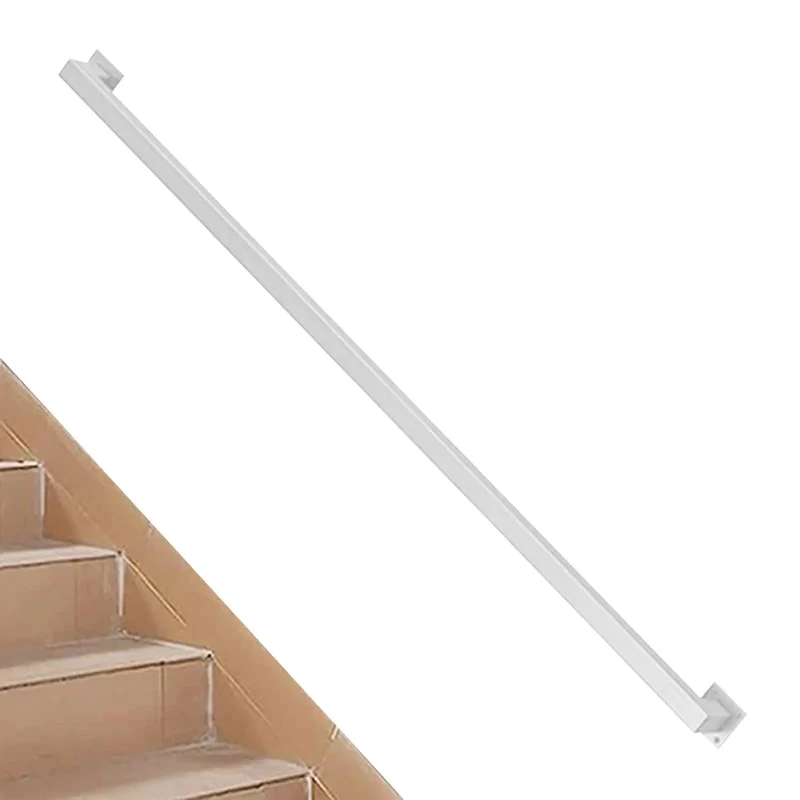 Rock Solid Eight Point Two Foot Modern Wrought Iron Grab Rail With Heavy Duty Wall Mount Brackets Smooth White Finish Kickass Strength For Indoor Outdoor Stairs Decks And Porches
